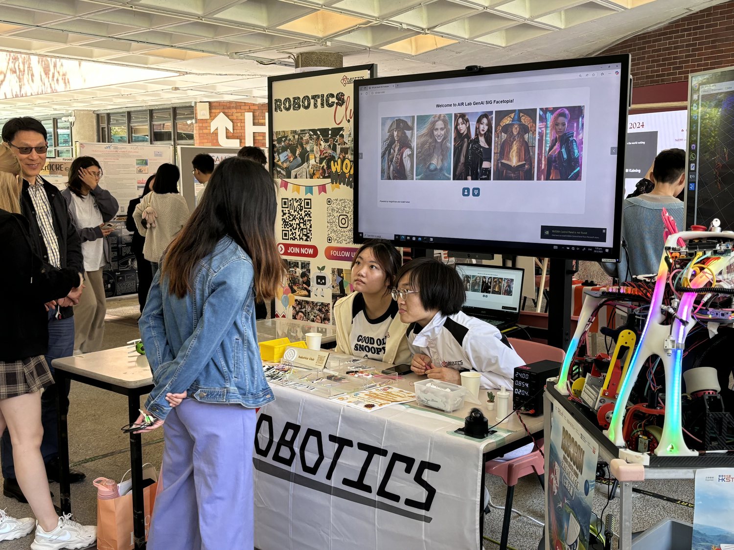 Club promotion table with recruitment materials