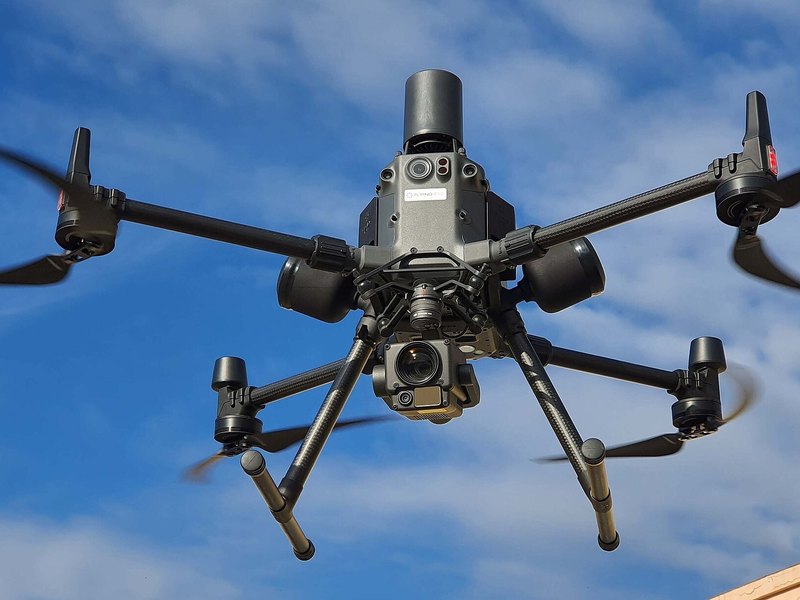 An industrial inspection drone with a zoom and thermal camera