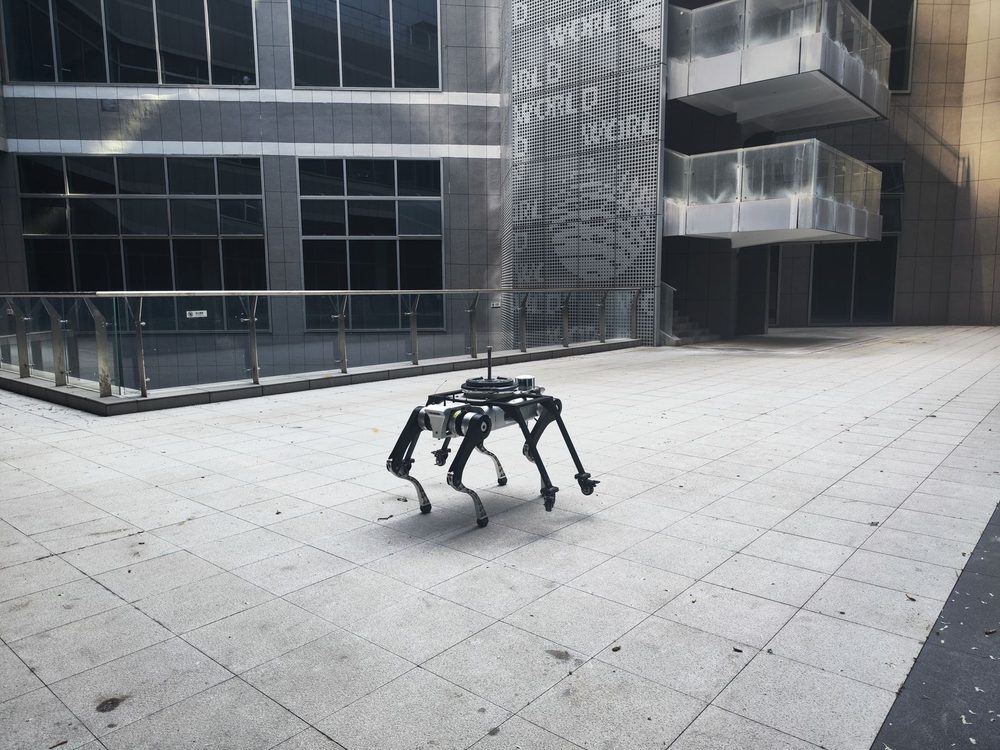 A quadruped robot on campus